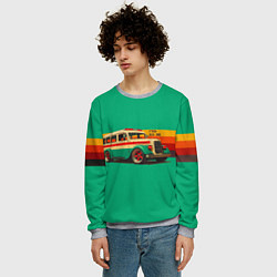 Свитшот мужской Ретро автобус ГАЗ-03-30 поп-арт, цвет: 3D-меланж — фото 2