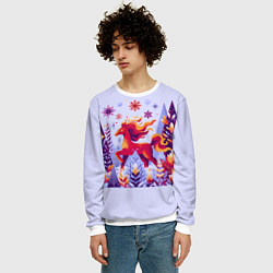 Свитшот мужской Новогодняя лошадь, цвет: 3D-белый — фото 2