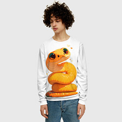 Свитшот мужской Змейка и сердечки - милота, цвет: 3D-белый — фото 2