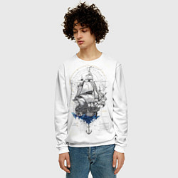 Свитшот мужской Корабль - иллюстрация, цвет: 3D-белый — фото 2