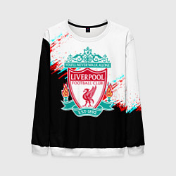 Свитшот мужской Ливерпуль текстура глитч краски, цвет: 3D-белый