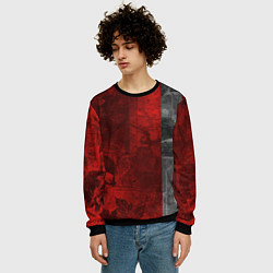 Свитшот мужской Багровый гранж с черепом, цвет: 3D-черный — фото 2
