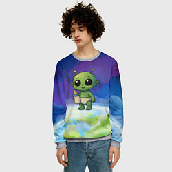 Свитшот мужской Малыш инопланетянин с молоком, цвет: 3D-меланж — фото 2