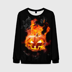 Свитшот мужской Горящая тыква джек, цвет: 3D-черный