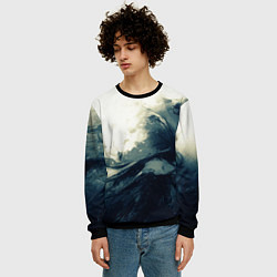 Свитшот мужской Чёрно-синие абстрактные краски, цвет: 3D-черный — фото 2