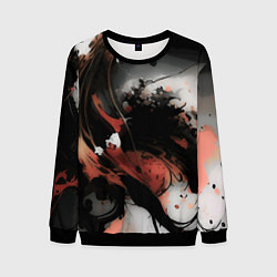 Свитшот мужской Тёмные краски абстракция красно-чёрный, цвет: 3D-черный