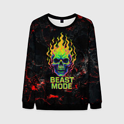 Свитшот мужской Beast mode череп, цвет: 3D-черный