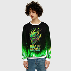 Свитшот мужской Режим зверя огненный череп, цвет: 3D-белый — фото 2