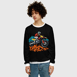 Свитшот мужской Motocross and mountains, цвет: 3D-белый — фото 2