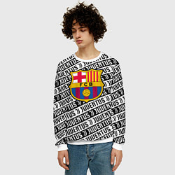 Свитшот мужской Барселона х Ювентус паттерн, цвет: 3D-белый — фото 2