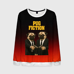 Свитшот мужской Пародия - Криминальное чтиво с мопсами, цвет: 3D-белый