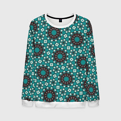 Свитшот мужской Бирюзовая текстура из персидских звезд, цвет: 3D-белый