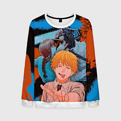 Свитшот мужской Дэндзи и Макима из Человек бензопила, цвет: 3D-белый
