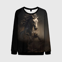 Свитшот мужской Конь в динамике, цвет: 3D-черный