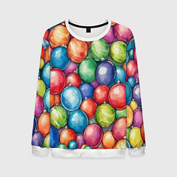 Свитшот мужской Россыпь новогодних шаров, цвет: 3D-белый