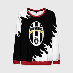 Свитшот мужской Juventus белый огонь текстура, цвет: 3D-красный