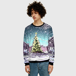 Свитшот мужской Москва - новогодний салют, цвет: 3D-черный — фото 2