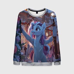 Мужской свитшот Лошадка наслаждается новым годом