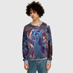 Свитшот мужской Лошадка наслаждается новым годом, цвет: 3D-меланж — фото 2