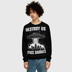 Свитшот мужской Нападение нло, цвет: 3D-черный — фото 2