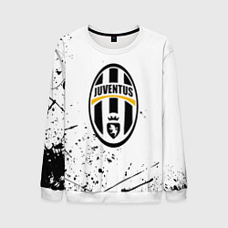 Свитшот мужской Ювентус черные краски всплеск, цвет: 3D-белый