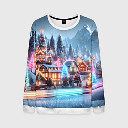 Мужской свитшот Городок в новогодних огоньках