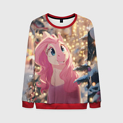 Свитшот мужской Удивленная лошадка - Новый год, цвет: 3D-красный