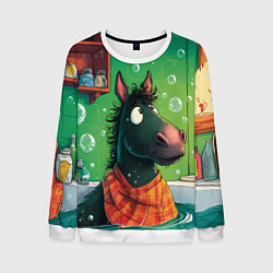 Мужской свитшот Лошадь моется в ванной