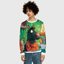 Свитшот мужской Лошадь моется в ванной, цвет: 3D-белый — фото 2