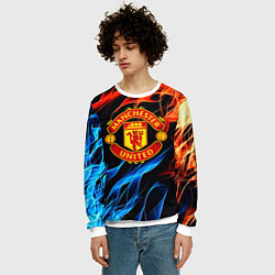 Свитшот мужской Манчестер Юнайтед огонь битва, цвет: 3D-белый — фото 2