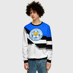 Свитшот мужской Лестер сити геометрия полосы, цвет: 3D-черный — фото 2