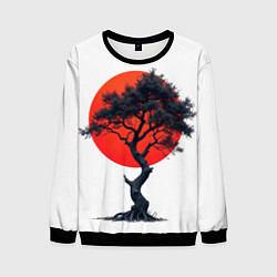 Свитшот мужской Японское дерево и солнце, цвет: 3D-черный