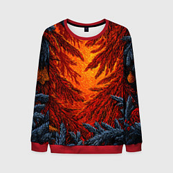 Свитшот мужской Новогодние ветки елок, цвет: 3D-красный