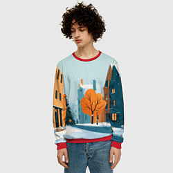 Свитшот мужской Новогодняя улица, цвет: 3D-красный — фото 2