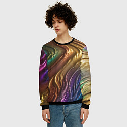 Свитшот мужской Сморщенные складочки жидкости, цвет: 3D-черный — фото 2