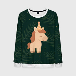 Мужской свитшот Милая лошадка с колпаком