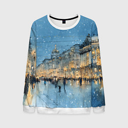 Мужской свитшот Снежный вечер Санкт-Петербурга
