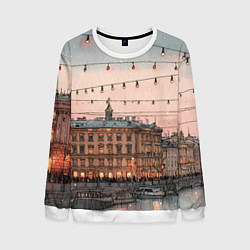 Свитшот мужской Новогодний зимний Питер, цвет: 3D-белый