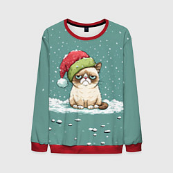 Мужской свитшот Недовольный новогодний котик