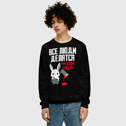 Свитшот мужской Мизантроп кролик с топором, цвет: 3D-черный — фото 2