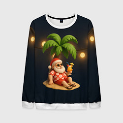 Мужской свитшот Санта чиллит под пальмой