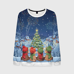 Мужской свитшот Лошадки в новогоднюю ночь