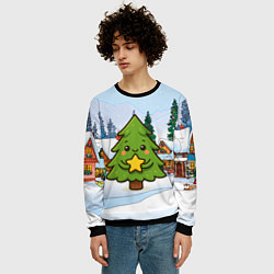 Свитшот мужской Милая елочка со звездой, цвет: 3D-черный — фото 2