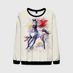 Свитшот мужской Лошадь: акварель, цвет: 3D-черный