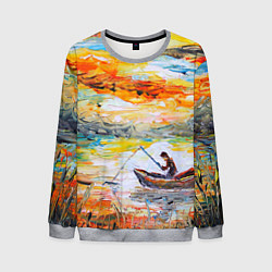 Свитшот мужской Рыбак на лодке, цвет: 3D-меланж