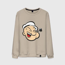 Свитшот хлопковый мужской Popeye Face, цвет: миндальный