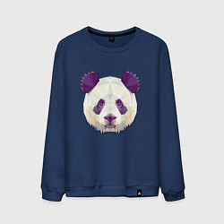 Свитшот хлопковый мужской Полигональная панда, цвет: тёмно-синий