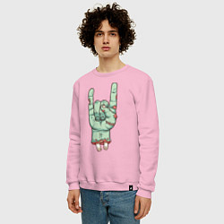 Свитшот хлопковый мужской Zombie Rock Hand, цвет: светло-розовый — фото 2
