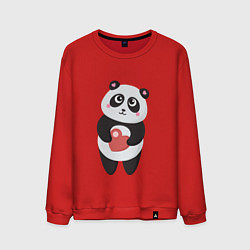 Свитшот хлопковый мужской Панда с сердечком, цвет: красный