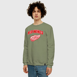 Свитшот хлопковый мужской Detroit Red Wings, цвет: авокадо — фото 2